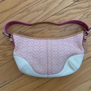 Baby Pink Coach Logo Y2K Mini Buckle Hobo